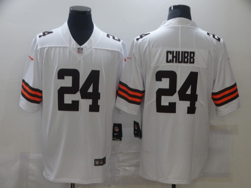Cheap Men Cleveland Browns 24 Chubb White black Nike Limited Vapor Untouchable NFL Jerseys